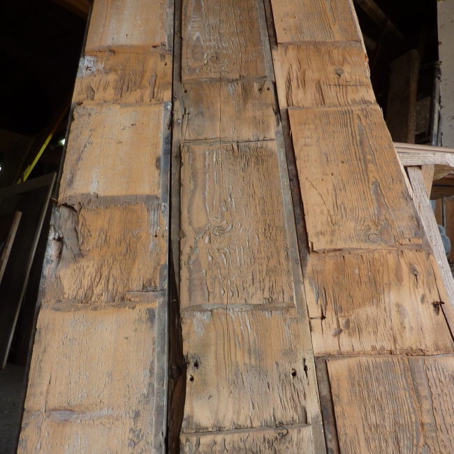 Reclaimed hand adzed Georgian Pine boards