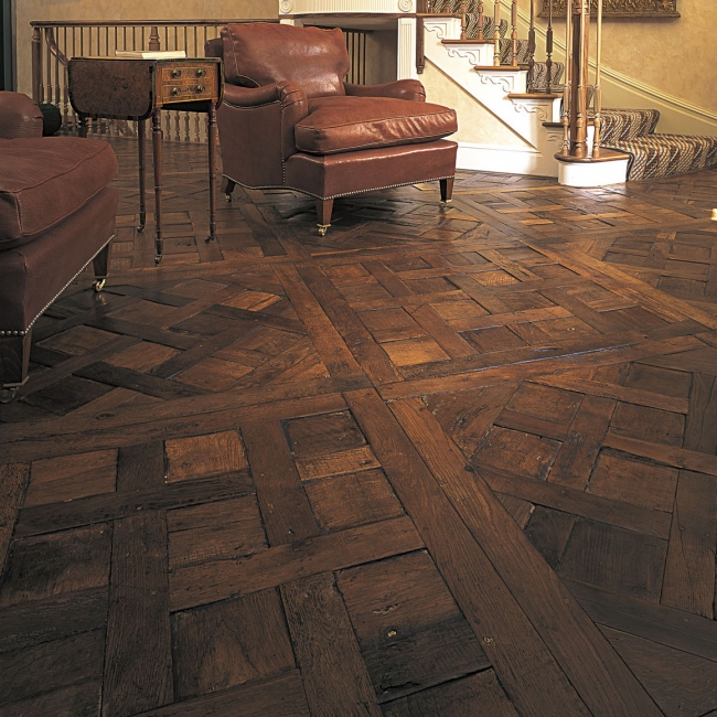 Antique hand-made floors using 150-300 year old timbers. Carefully sourced, designed and laid to create a timeworn floor of sumptuous beauty